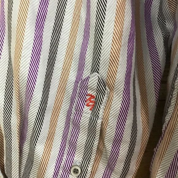 Robert Graham Men's L Multicolor Striped Flip Cuff Button Up Shirt - Picture 6 of 11